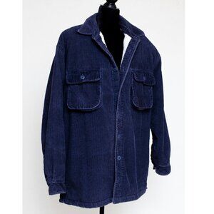 High Sierra Blue Corduroy Jacket "Sherpa" Lined Button Jacket Men's L
